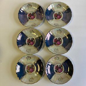 Vintage Painted Plates Set 4.5" Japan